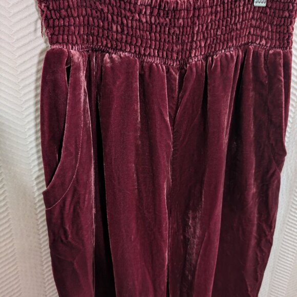 By Anthropologie Gloria Velvet Jogger Pants Size XS Wine Bordeaux Luxe Lounge - Picture 4 of 12
